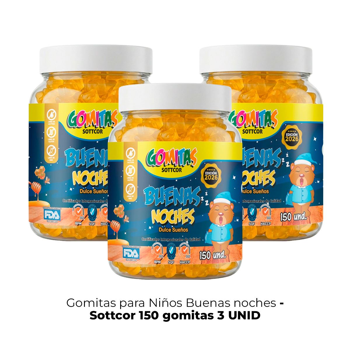 3 Buenas Noches para Niños Gomitas Sottcor 150 Gomitas